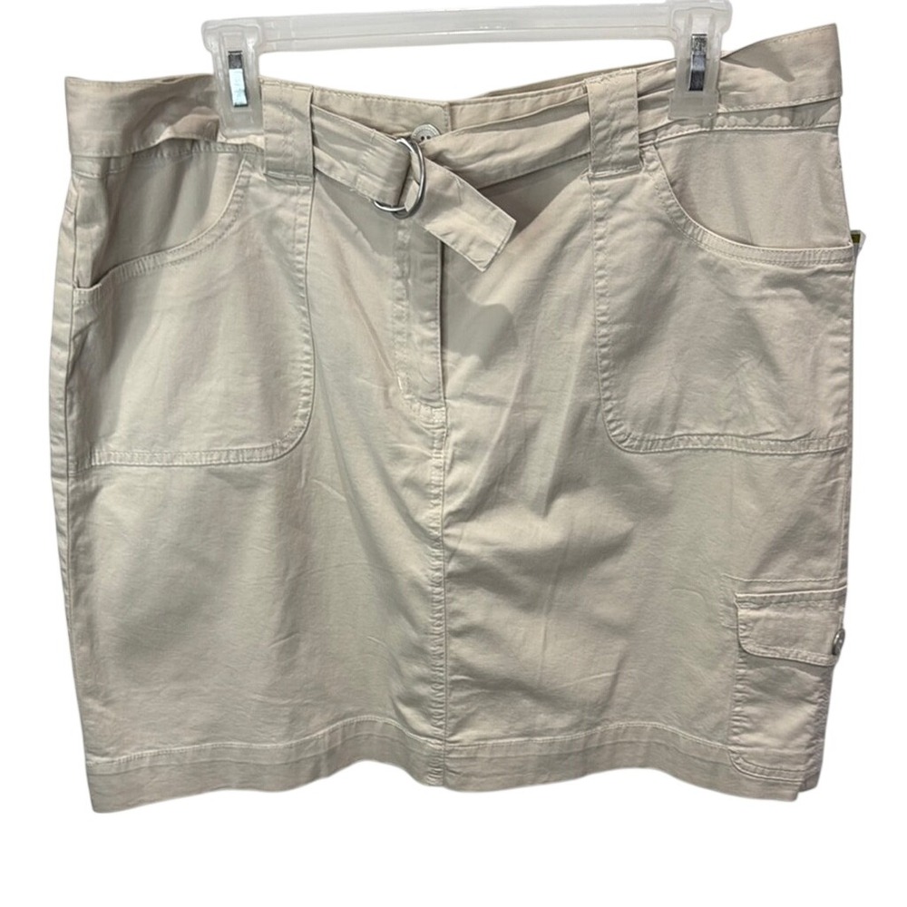Karen Scott Skirt Utility Skort with Belt Pockets Khaki Size 14